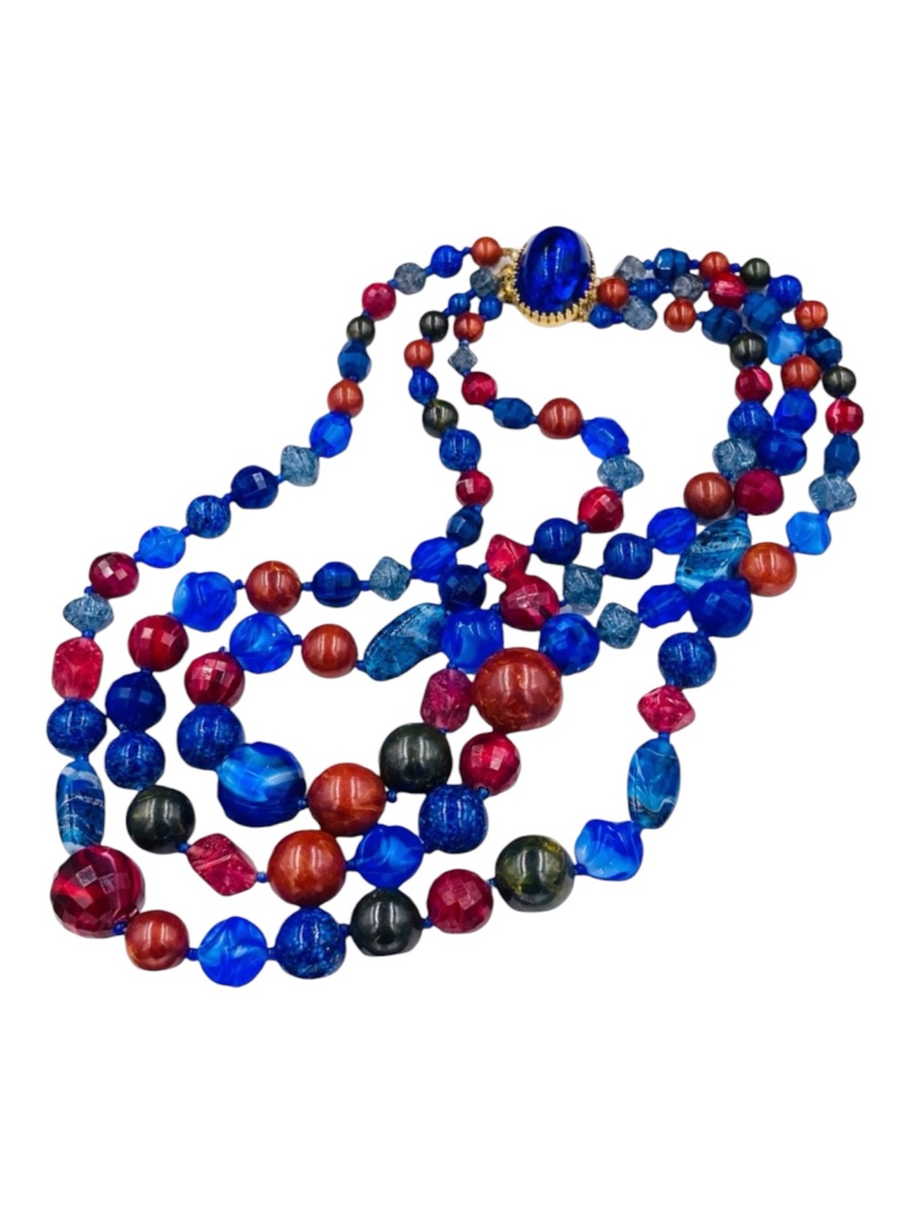 Fabulous Hattie Carnegie Bead Necklace Multi Strand Glass Lucite